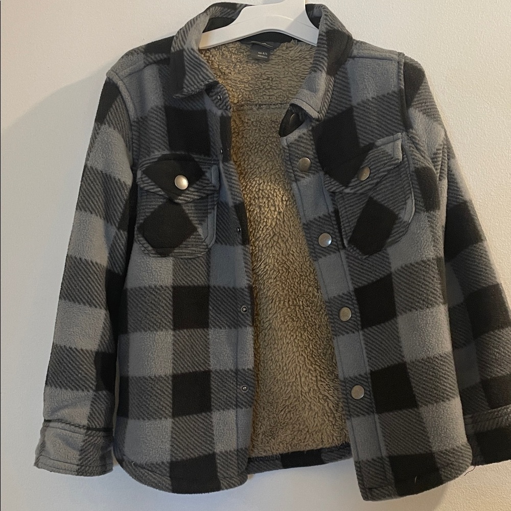 Eddie Bauer Kids Plaid Jean Jacket - Black and Gray